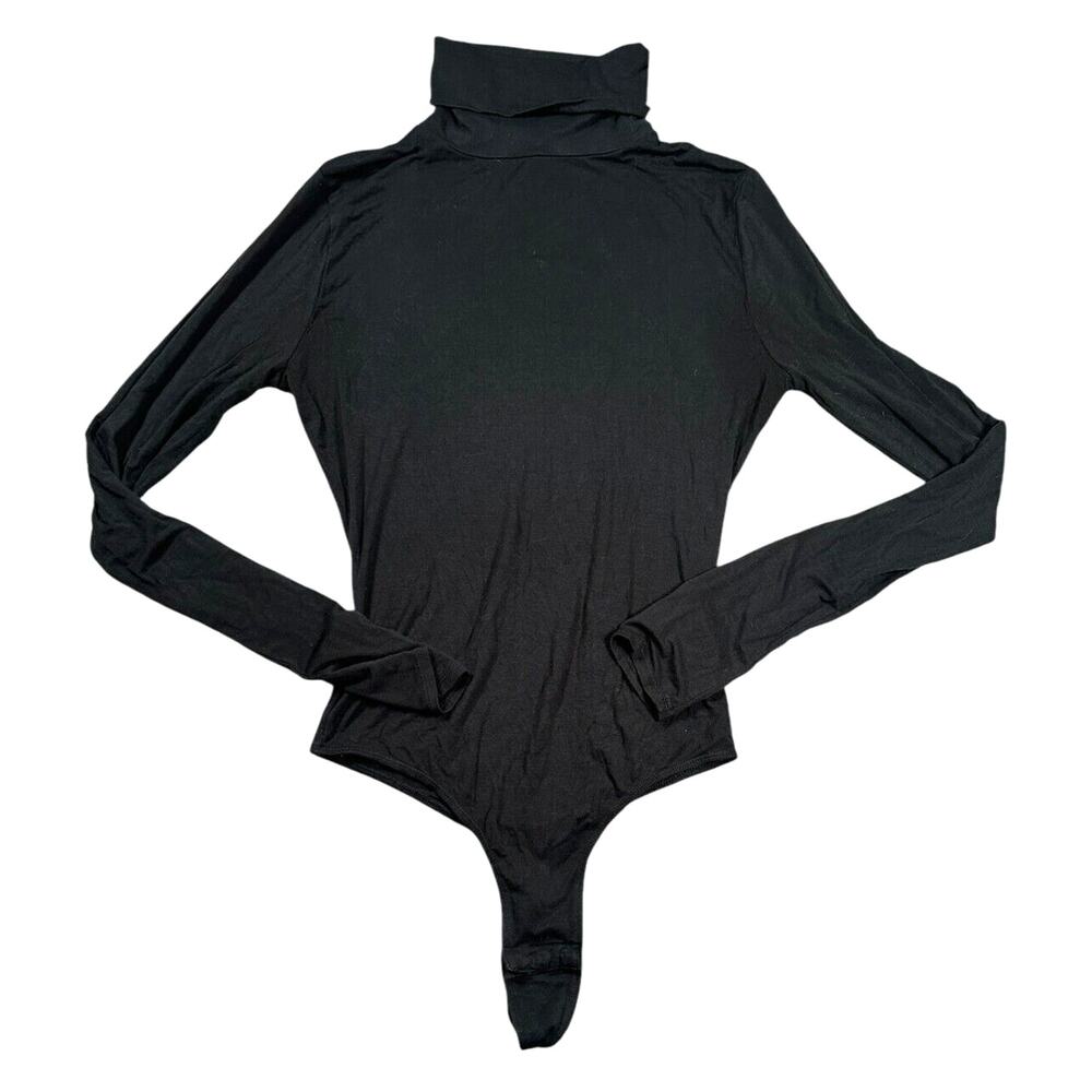 Hill House The Luna Bodysuit S Black Turtleneck Fitted Long Sleeve Layering Top